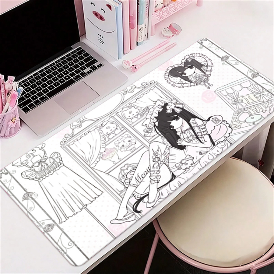 Leather Desk Pad - Alas Mouse Kulit Estetika Anime Pink